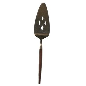 Epic Canoe Slotted Cake Pie Server‎ Stainless Flatware Wood Handle Vintage
